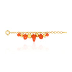 Bracelet Loulou chaîne dorée à éléments irréguliers en résine métallisée orangée et dorée - orange Orange or