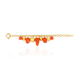 Bracelet Loulou chaîne dorée à éléments irréguliers en résine métallisée orangée et dorée - orange Orange or