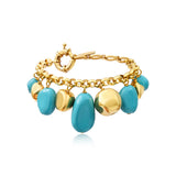 Bracelet Loulou chaîne dorée à éléments irréguliers en résine métallisée turquoise et dorée - turquoise Turquoise or