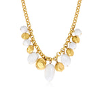 Collier Loulou à chaîne dorée à larges maillons et éléments blancs en résine métallisée - blanc Or blanc