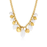 Collier Loulou à chaîne dorée à larges maillons et éléments blancs en résine métallisée - blanc Or blanc