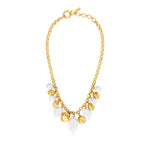 Collier Loulou à chaîne dorée à larges maillons et éléments blancs en résine métallisée - blanc Or blanc