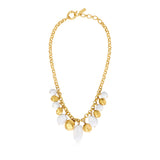 Collier Loulou à chaîne dorée à larges maillons et éléments blancs en résine métallisée - blanc Or blanc