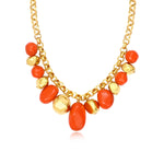 Collier Loulou à chaîne dorée à larges maillons et éléments orangés en résine métallisée - orange Orange or