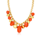 Collier Loulou à chaîne dorée à larges maillons et éléments orangés en résine métallisée - orange Orange or