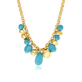 Collier Loulou à chaîne dorée à larges maillons et éléments turquoise en résine métallisée - turquoise Turquoise or