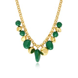 Collier Loulou à chaîne dorée à larges maillons et éléments verts en résine métallisée - vert Vert or