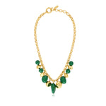 Collier Loulou à chaîne dorée à larges maillons et éléments verts en résine métallisée - vert Vert or