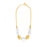Collier Loulou à chaîne dorée et cailloux en résine métallisée blanche et dorée - blanc Or blanc