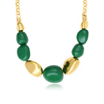 Collier Loulou à chaîne dorée et cailloux en résine métallisée verte et dorée - vert Vert or