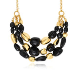 Collier Loulou multirangs en résine métallisée noire et dorée - noir Noir or