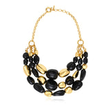 Collier Loulou multirangs en résine métallisée noire et dorée - noir Noir or