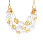 Collier Loulou multirangs en résine métallisée blanche et dorée - blanc Or blanc