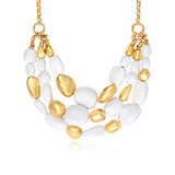 Collier Loulou multirangs en résine métallisée blanche et dorée - blanc Or blanc
