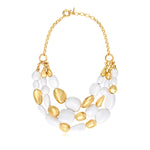 Collier Loulou multirangs en résine métallisée blanche et dorée - blanc Or blanc
