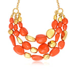 Collier Loulou multirangs en résine métallisée orangée et dorée - orange Orange or