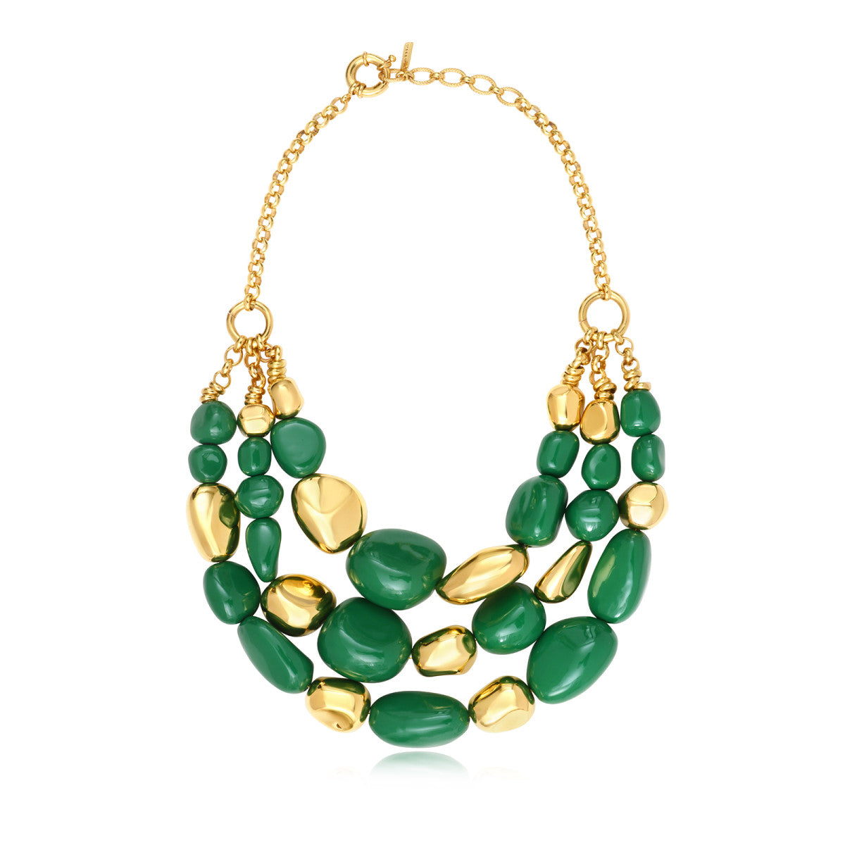 Collier Loulou multirangs en résine métallisée verte et dorée - vert Vert or