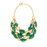 Collier Loulou multirangs en résine métallisée verte et dorée - vert Vert or