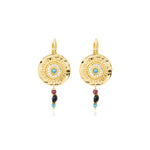 Boucles d'oreilles dormeuses Dakota en métal doré et pierres gemmes - multicolore Multi