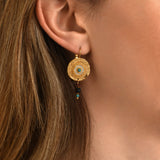 Boucles d'oreilles dormeuses Dakota en métal doré et pierres gemmes - multicolore Multi