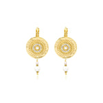 Boucles d'oreilles dormeuses Dakota en métal doré et nacre - blanc Perle de riviere