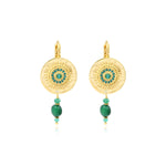 Boucles d'oreilles dormeuses Dakota en métal doré et pierres gemmes - vert Vert