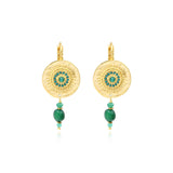 Boucles d'oreilles dormeuses Dakota en métal doré et pierres gemmes - vert Vert