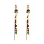Boucles d'oreilles dormeuses longues Dakota en métal doré et pierres gemmes - multicolore Multi