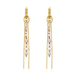 Boucles d'oreilles dormeuses longues Dakota en métal doré et perles de rivière - blanc Perle de riviere