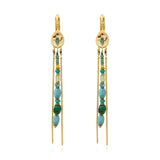 Boucles d'oreilles dormeuses longues Dakota en métal doré et pierres gemmes - vert Vert