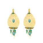 Boucles d'oreilles dormeuses Dakota en métal doré et perles gemmes - vert Vert