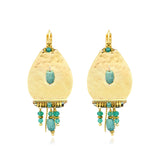 Boucles d'oreilles dormeuses Dakota en métal doré et perles gemmes - vert Vert