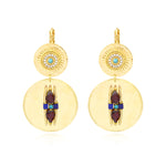 Boucles d'oreilles dormeuses rondes Dakota en métal doré et gemmes - multicolore Multi