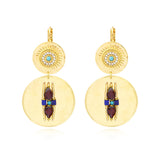 Boucles d'oreilles dormeuses rondes Dakota en métal doré et gemmes - multicolore Multi