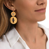 Boucles d'oreilles dormeuses rondes Dakota en métal doré et gemmes - multicolore Multi