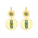Boucles d'oreilles dormeuses rondes Dakota en métal doré et gemmes - vert Vert