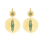 Boucles d'oreilles dormeuses Dakota en métal doré et gemmes - vert Vert
