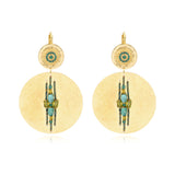 Boucles d'oreilles dormeuses Dakota en métal doré et gemmes - vert Vert