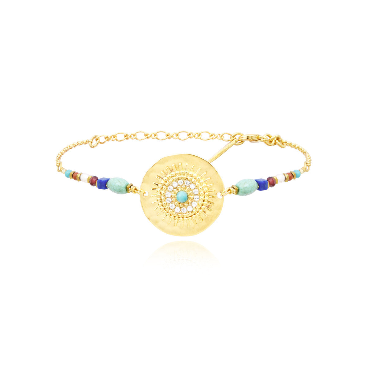 Bracelet fin Dakota en métal doré et pierres dures - multicolore Multi