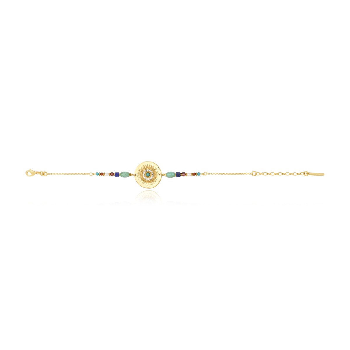 Bracelet fin Dakota en métal doré et pierres dures - multicolore Multi