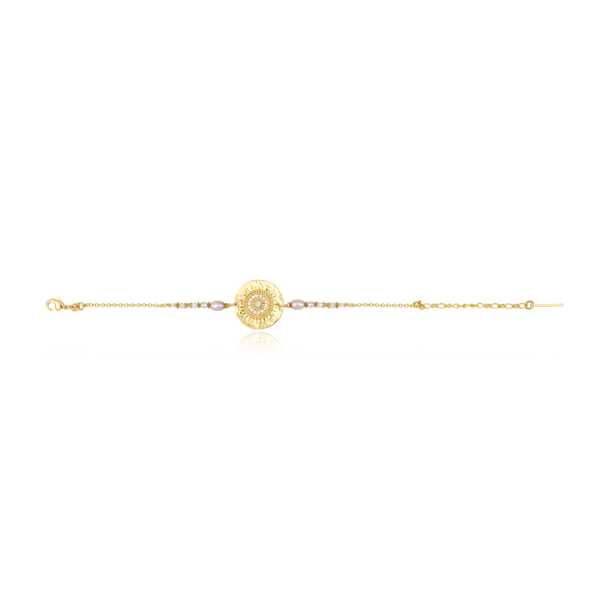 Bracelet fin Dakota en métal doré et perles de rivière - blanc Perle de riviere