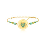 Bracelet fin Dakota en métal doré et pierres dures - vert Vert