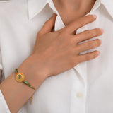 Bracelet fin Dakota en métal doré et pierres dures - vert Vert