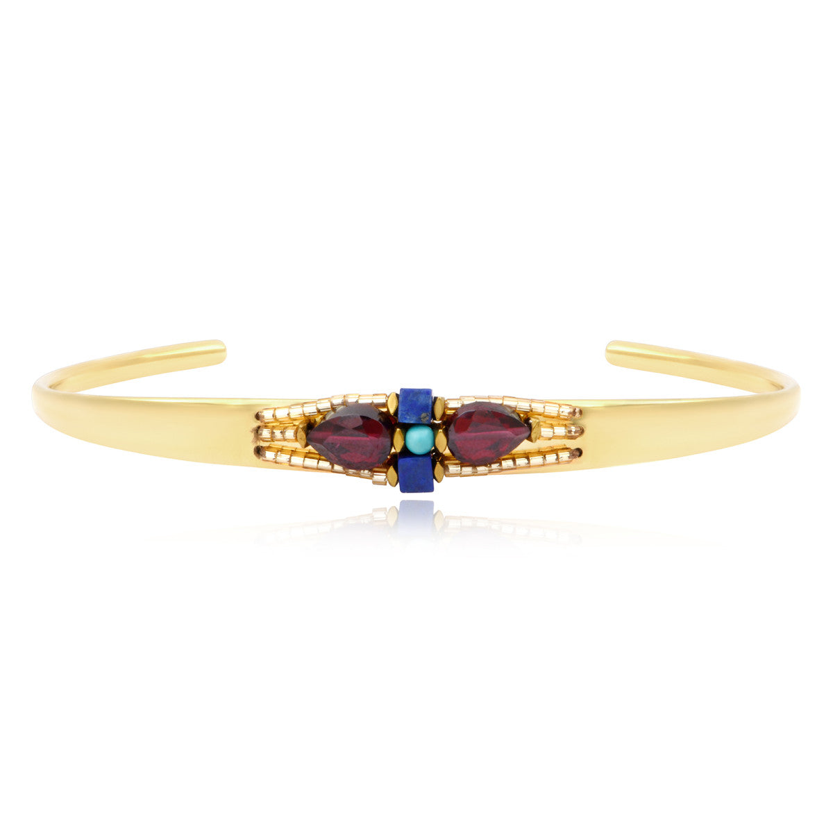 Bracelet jonc ajustable Dakota en métal doré et pierres gemmes - multicolore Multi