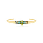 Bracelet jonc ajustable Dakota en métal doré et pierres gemmes - vert Vert