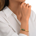 Bracelet jonc ajustable Dakota en métal doré et pierres gemmes - vert Vert