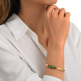 Bracelet jonc ajustable Dakota en métal doré et pierres gemmes - vert Vert
