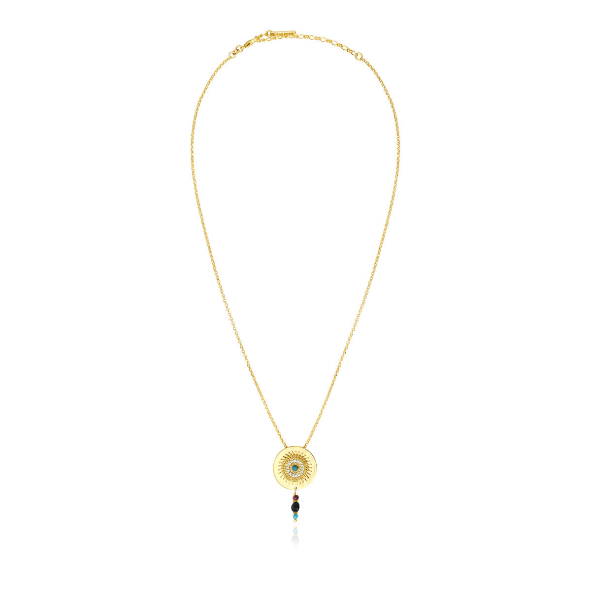 Collier pendentif Dakota en métal doré et pierres gemmes - multicolore Multi