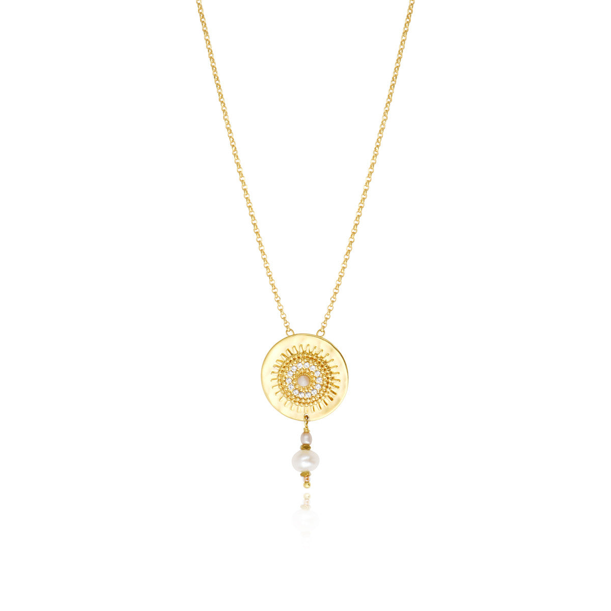 Collier pendentif Dakota en métal doré et perles de rivière - blanc Perle de riviere