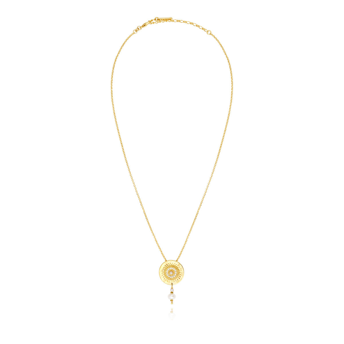 Collier pendentif Dakota en métal doré et perles de rivière - blanc Perle de riviere